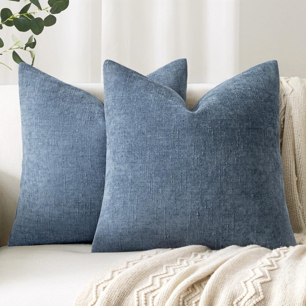 2876 Set of 2 Textured Throw Pillow Covers Decorative Soft Accent Square
